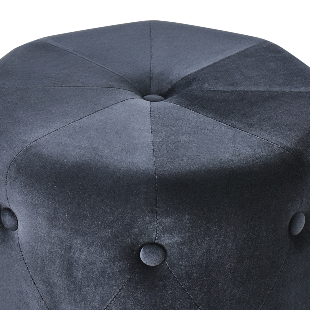 Pouf in velluto nero ⌀ 40 cm capitonné Poggiapiedi Glamour