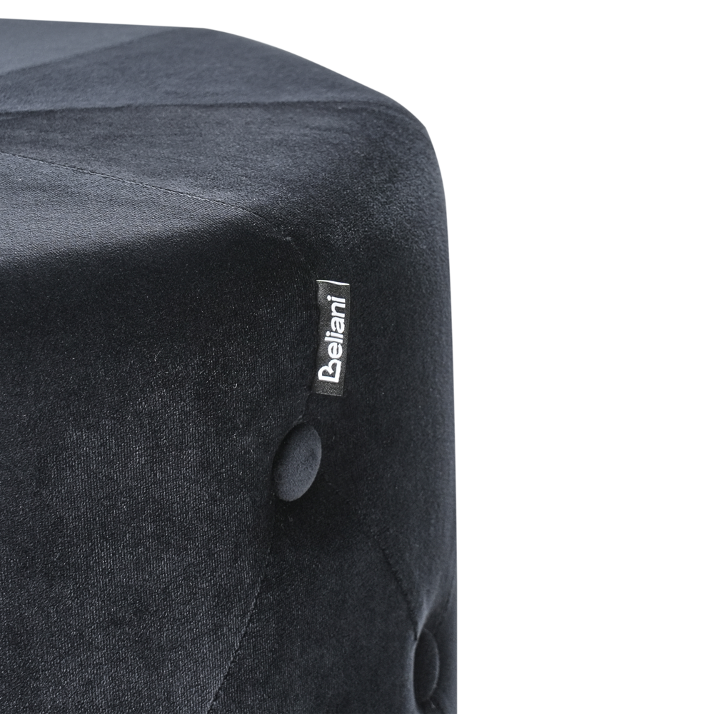 Pouf in velluto nero ⌀ 40 cm capitonné Poggiapiedi Glamour