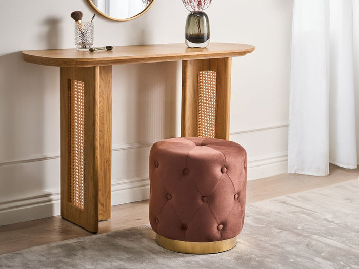 Pouf in velluto marrone ⌀ 40 cm capitonné Poggiapiedi Glamour