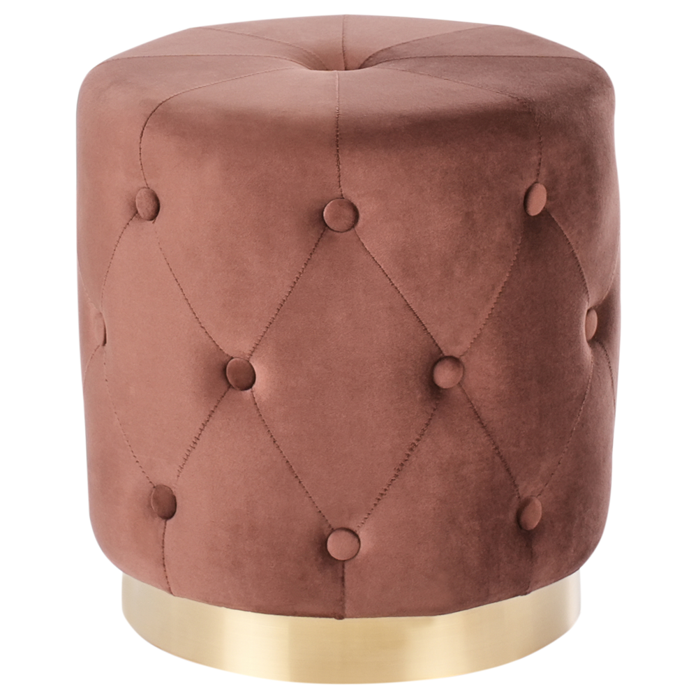 Pouf in velluto marrone ⌀ 40 cm capitonné Poggiapiedi Glamour