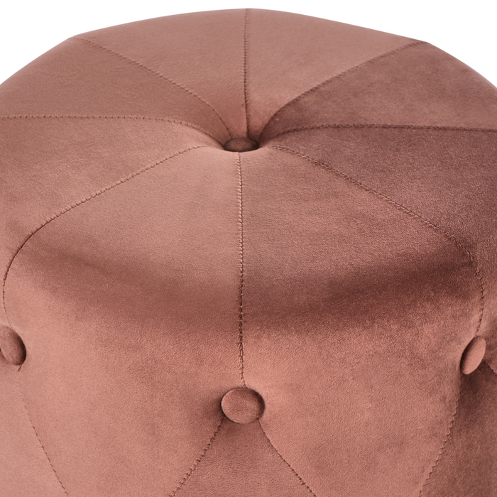 Pouf in velluto marrone ⌀ 40 cm capitonné Poggiapiedi Glamour