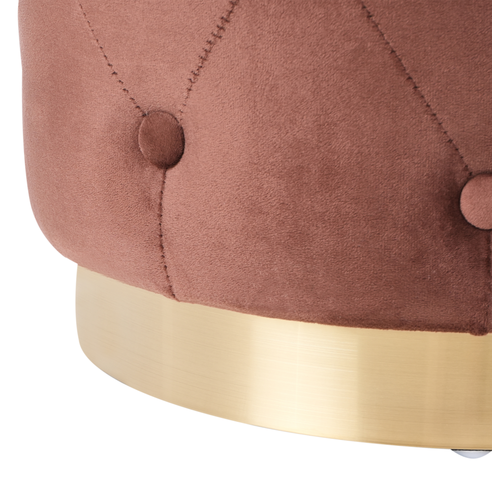 Pouf in velluto marrone ⌀ 40 cm capitonné Poggiapiedi Glamour