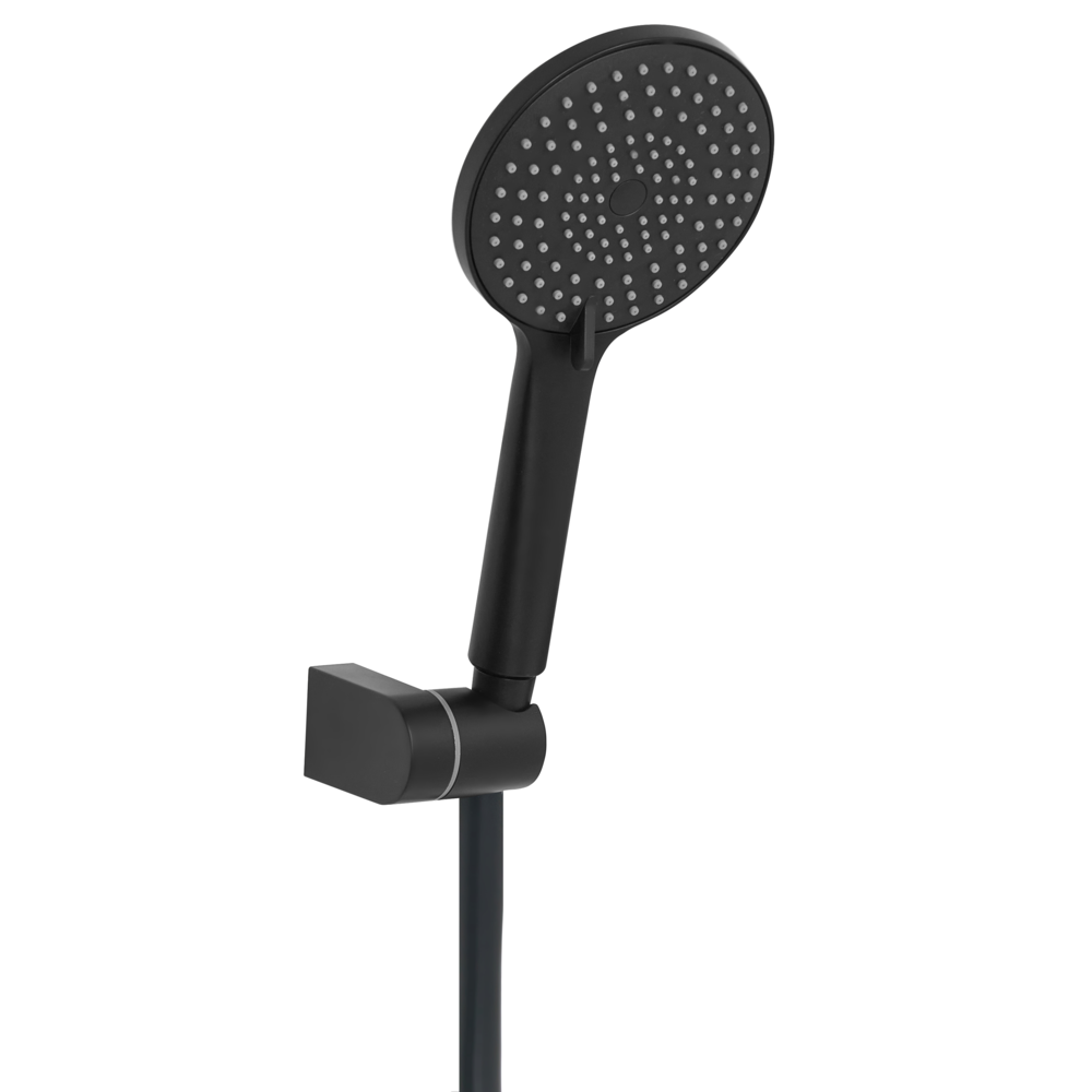 Set di miscelatori per vasca da bagno montati a muro, in ottone nero, soffione doccia a bocca singola con kit di interruttori