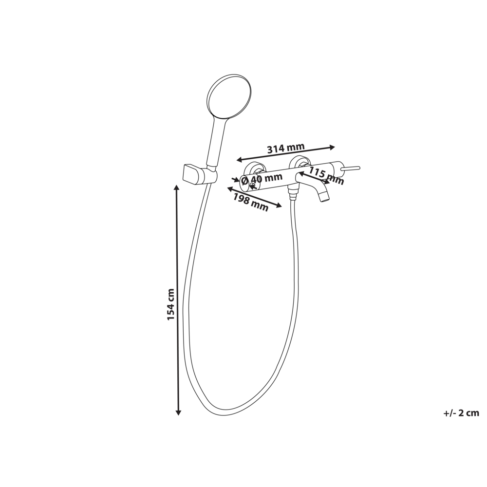 Set di miscelatori per vasca da bagno montati a muro, in ottone nero, soffione doccia a bocca singola con kit di interruttori