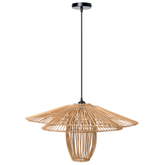 Lampada a sospensione con paralume in rattan naturale e struttura in ferro Illuminazione in stile boho