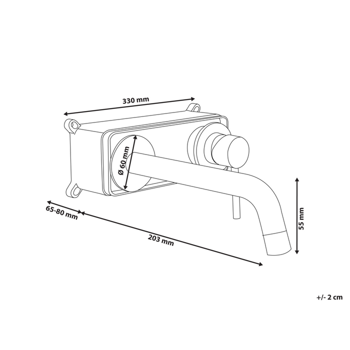 Rubinetto miscelatore in ottone per lavabo a parete monocomando Argento