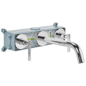 Rubinetto a doppia leva per lavabo a parete in ottone argento