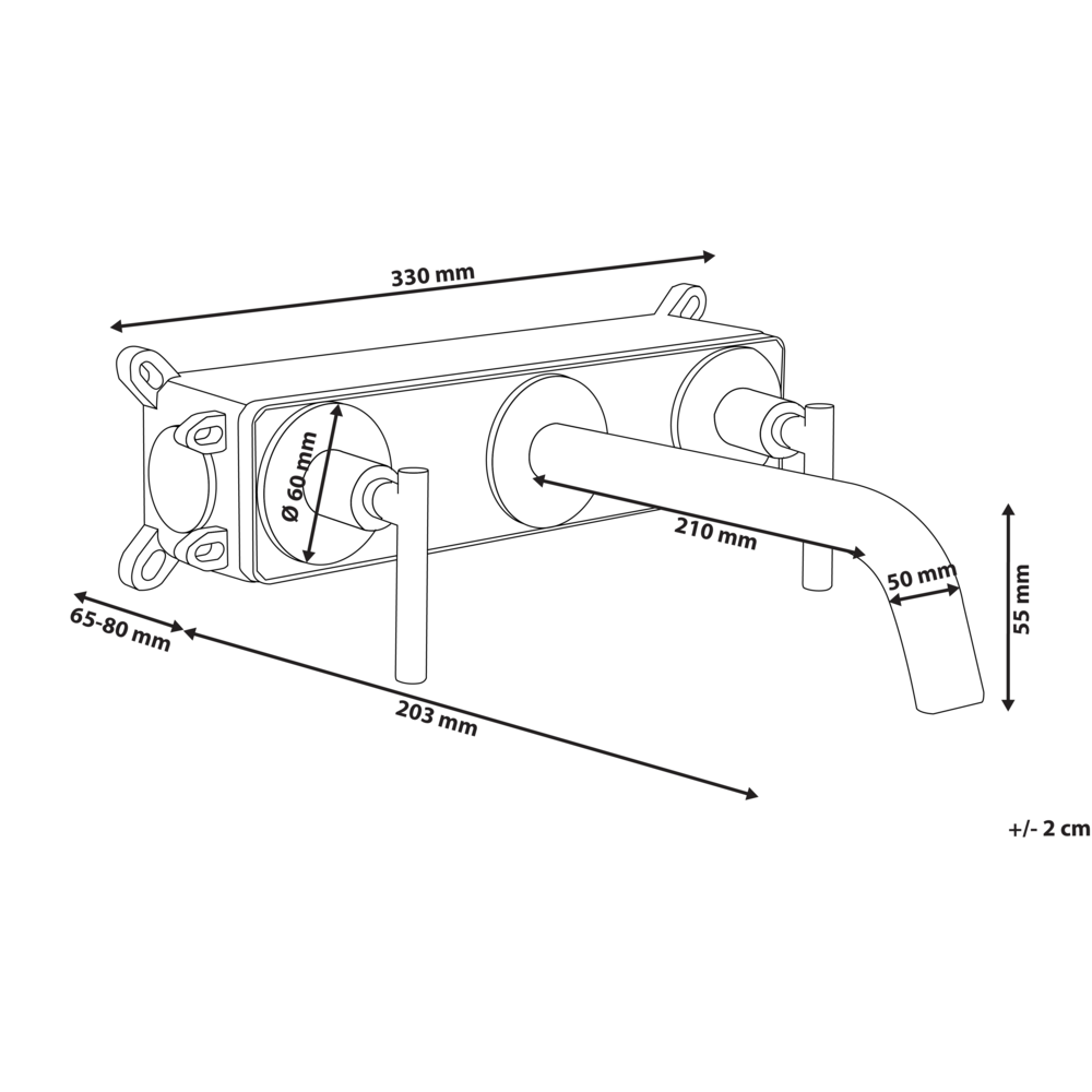 Rubinetto a doppia leva per lavabo a parete in ottone argento