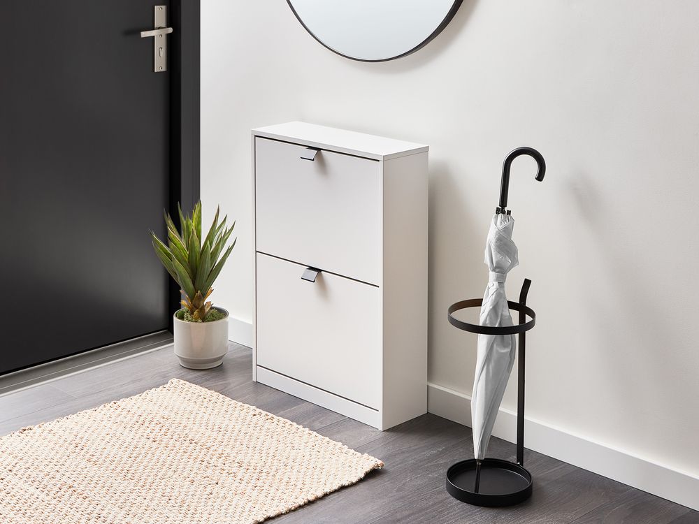 Scarpiera Bianca in MDF con 2 Scomparti Design Moderno per Ingresso