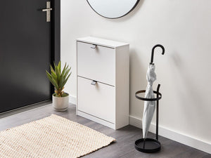 Scarpiera Bianca in MDF con 2 Scomparti Design Moderno per Ingresso