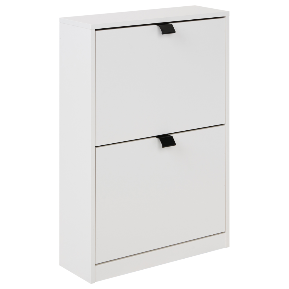 Scarpiera Bianca in MDF con 2 Scomparti Design Moderno per Ingresso