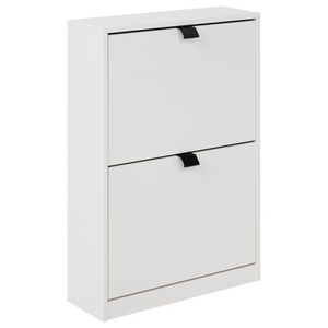 Scarpiera Bianca in MDF con 2 Scomparti Design Moderno per Ingresso