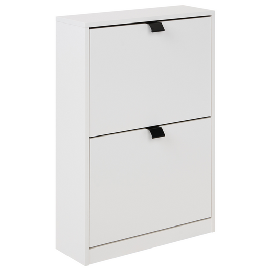 Scarpiera Bianca in MDF con 2 Scomparti Design Moderno per Ingresso