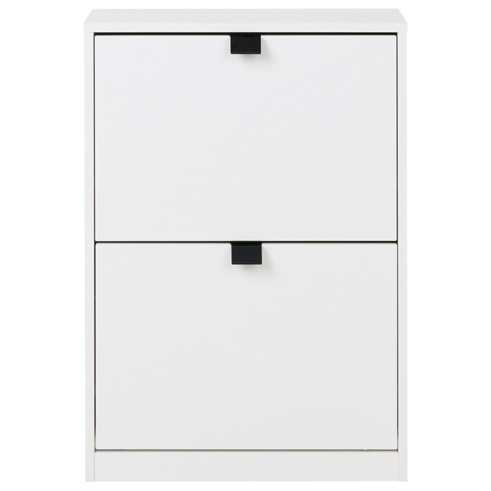 Scarpiera Bianca in MDF con 2 Scomparti Design Moderno per Ingresso