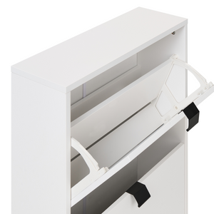 Scarpiera Bianca in MDF con 2 Scomparti Design Moderno per Ingresso