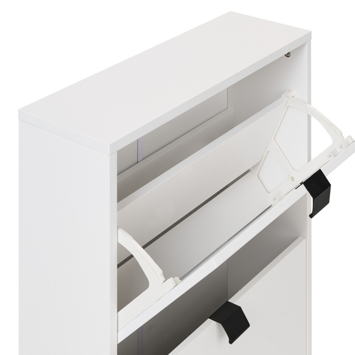 Scarpiera Bianca in MDF con 2 Scomparti Design Moderno per Ingresso