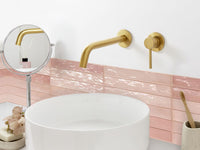 Rubinetto miscelatore in ottone per lavabo a parete monocomando oro