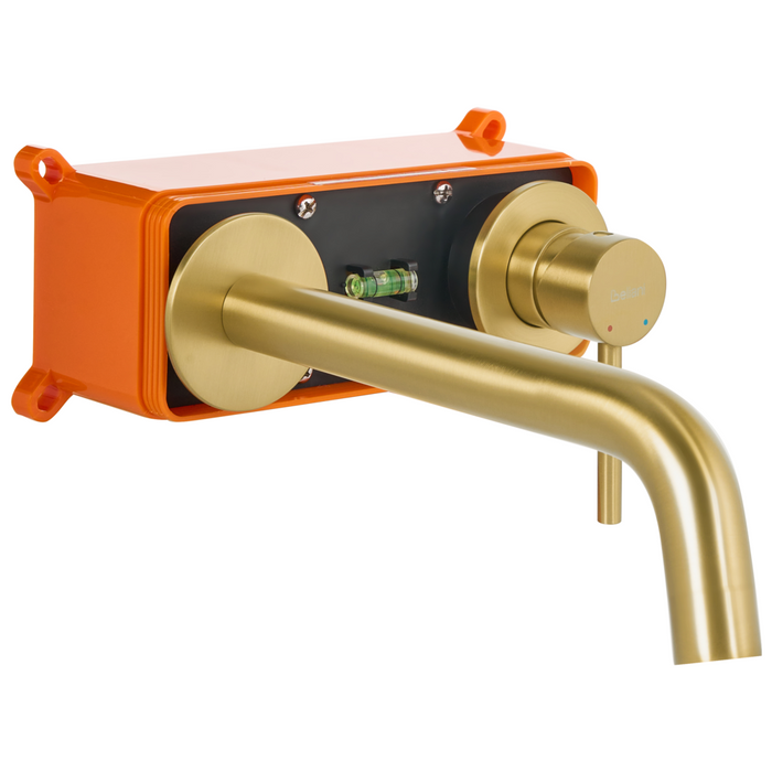 Rubinetto miscelatore in ottone per lavabo a parete monocomando oro