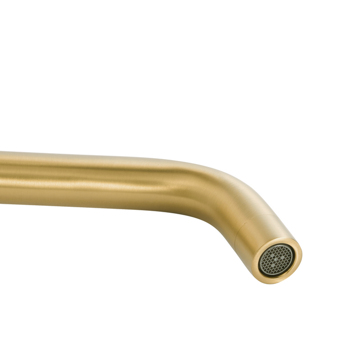 Rubinetto miscelatore in ottone per lavabo a parete monocomando oro