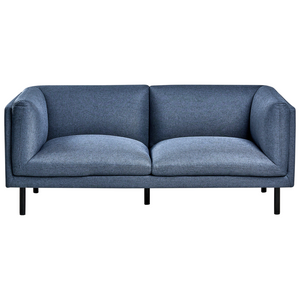 Divano a 2 posti imbottito in tessuto blu scuro legno gambe nere imbottito arredi da salotto