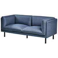 Divano a 2 posti imbottito in tessuto blu scuro legno gambe nere imbottito arredi da salotto