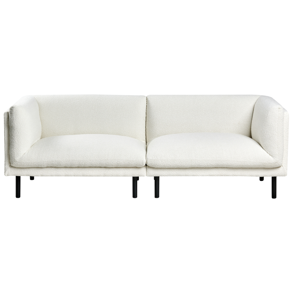 Set di divani imbottiti a 5 posti in tessuto bouclè bianco sporco stile elegante