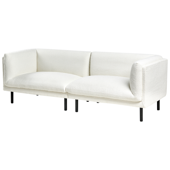 Set di divani imbottiti a 5 posti in tessuto bouclè bianco sporco stile elegante