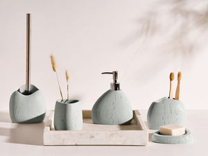 Set di accessori per il bagno Portasapone Dispenser di sapone Portaspazzolino Portaspazzolino Grigio chiaro