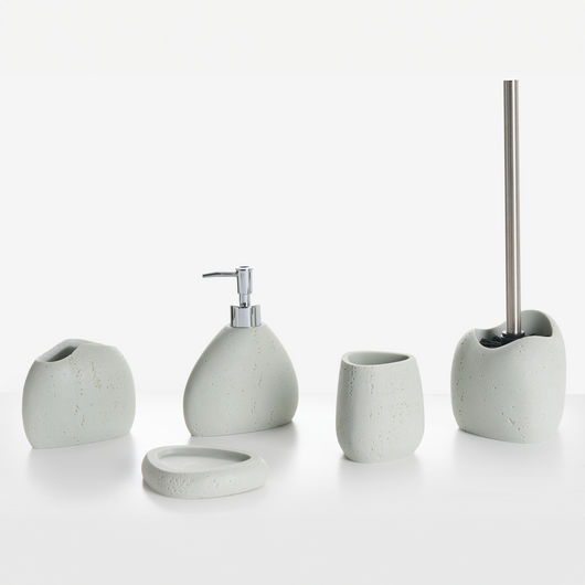 Set di accessori per il bagno Portasapone Dispenser di sapone Portaspazzolino Portaspazzolino Grigio chiaro