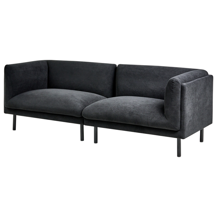 Divano a 3 posti imbottito nero in tessuto poliestere metallo nero gambe arredi da salotto