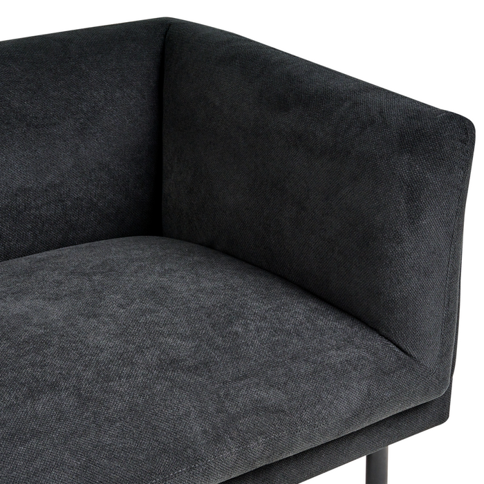 Divano a 3 posti imbottito nero in tessuto poliestere metallo nero gambe arredi da salotto