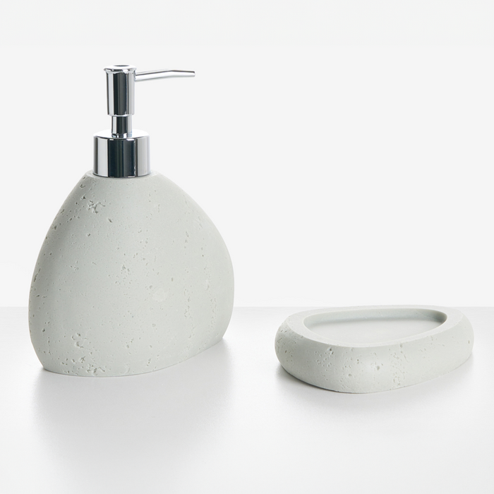 Set di accessori per il bagno Portasapone Dispenser di sapone Portaspazzolino Portaspazzolino Grigio chiaro