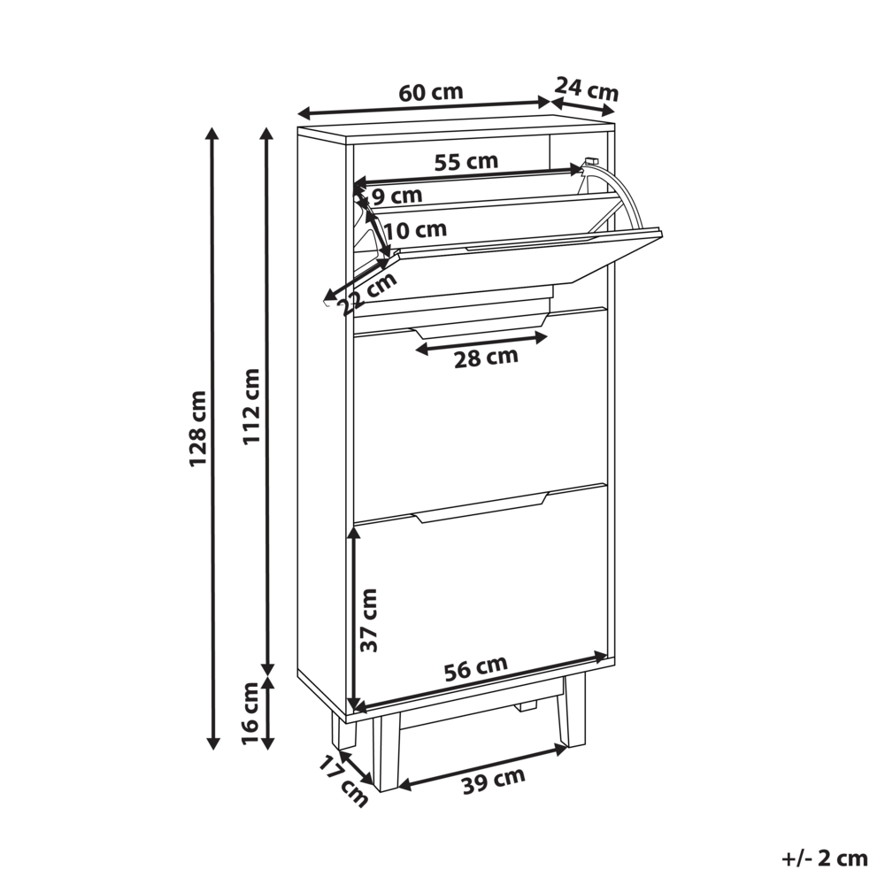 Armadietto porta scarpe in MDF bianco a 3 scomparti Design moderno corridoio