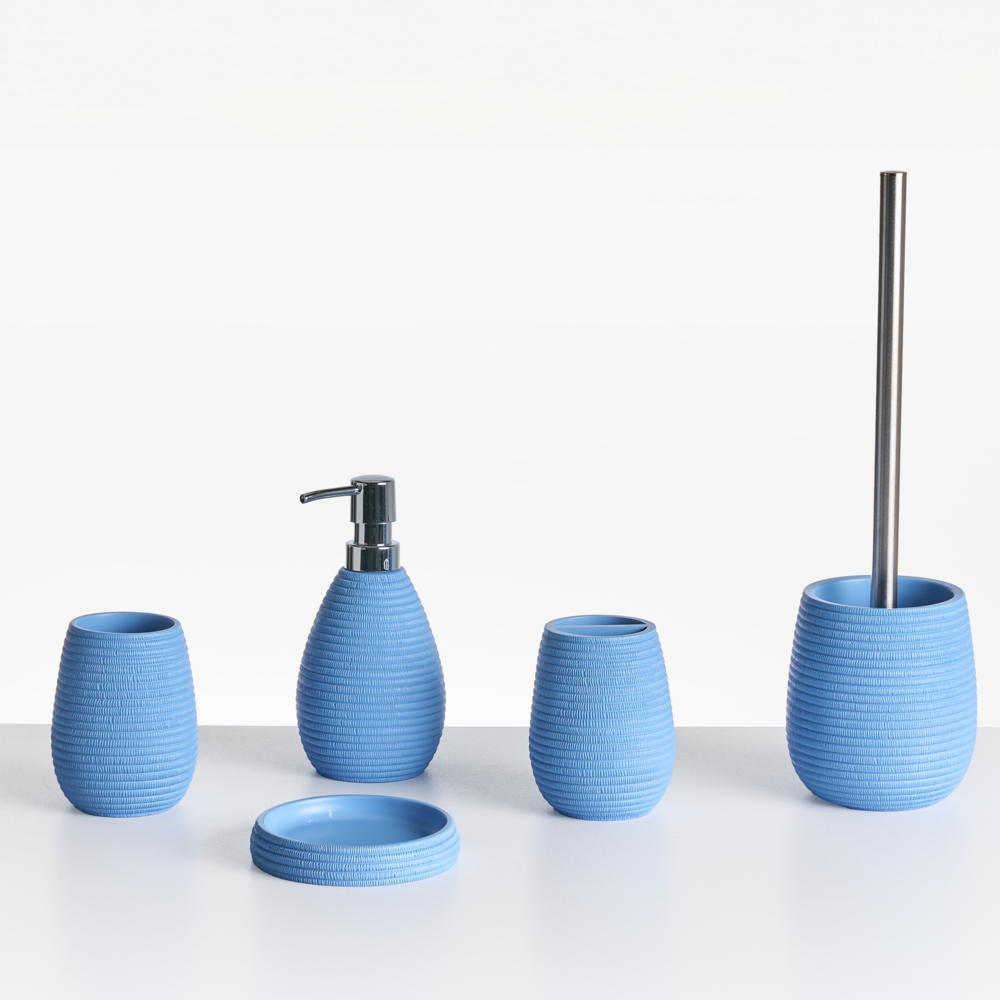 Set di accessori per il bagno blu stile elegante
