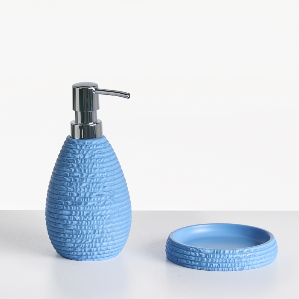 Set di accessori per il bagno blu stile elegante