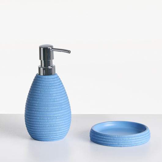 Set di accessori per il bagno blu stile elegante
