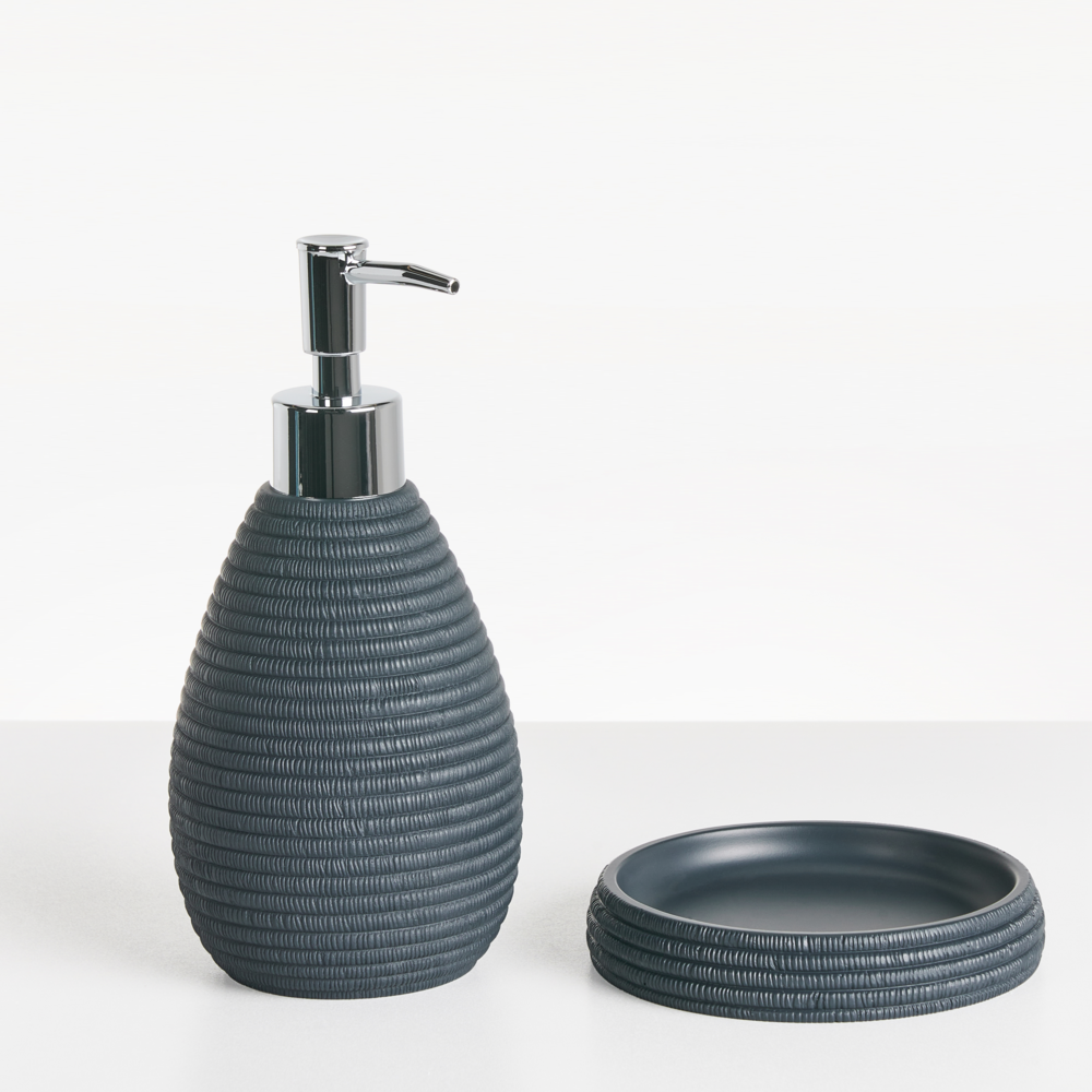 Set di accessori per il bagno blu scuro stile elegante