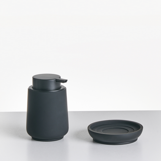 Set di 4 accessori in poliresina nera per il bagno stile elegante semplice