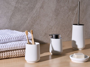 Set di 4 accessori in poliresina bianca per il bagno stile elegante semplice