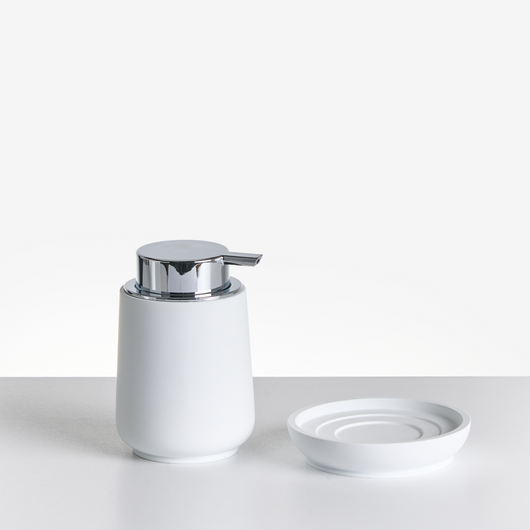 Set di 4 accessori in poliresina bianca per il bagno stile elegante semplice