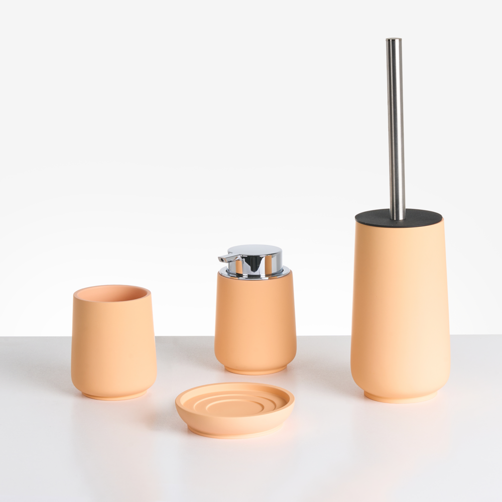 Set di 4 accessori in poliresina arancione per il bagno stile elegante semplice