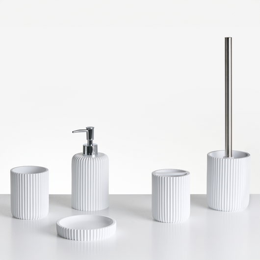 Set di 5 accessori in poliresina bianco per il bagno stile elegante semplice