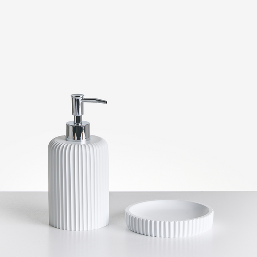 Set di 5 accessori in poliresina bianco per il bagno stile elegante semplice