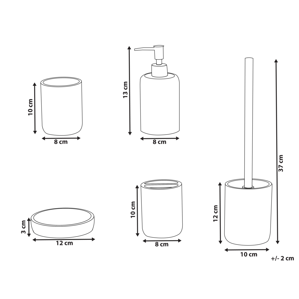 Set di 5 accessori in poliresina bianco per il bagno stile elegante semplice