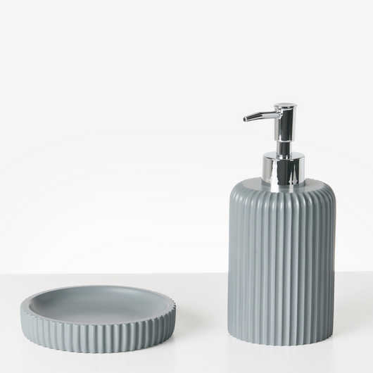 Set di 5 accessori in poliresina grigio chiaro per il bagno stile elegante semplice