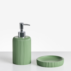 Set di 5 accessori in poliresina verde per il bagno stile elegante semplice