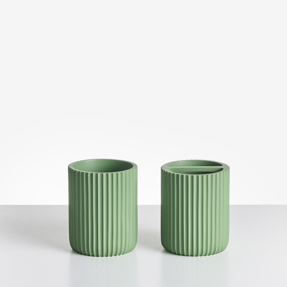 Set di 5 accessori in poliresina verde per il bagno stile elegante semplice