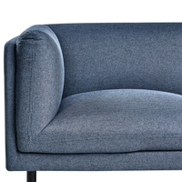 Divano a 3 posti imbottito in tessuto blu scuro legno gambe nere imbottito da salotto