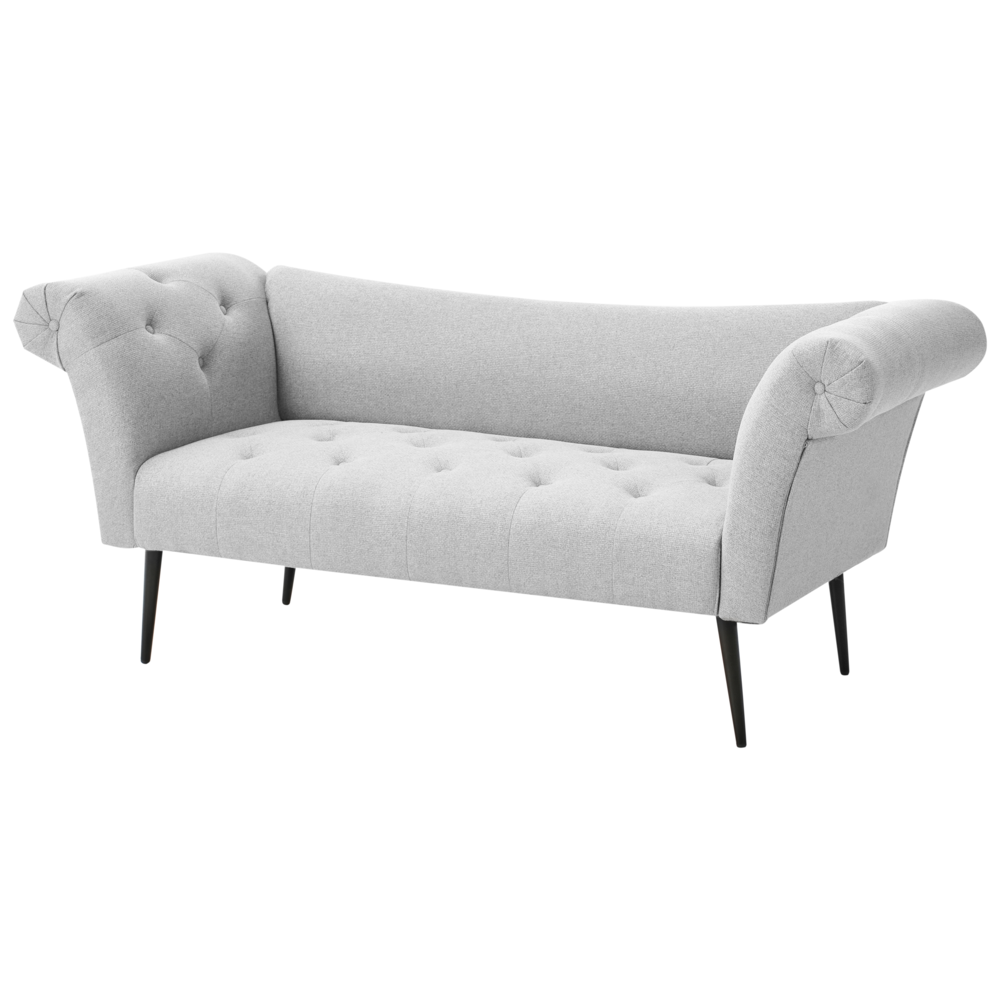 Chaise Longue in tessuto Grigio chiaro e Gambe con gambe in metallo dorato