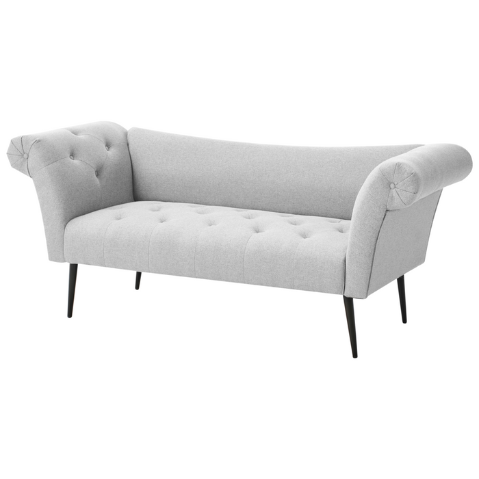 Chaise Longue in tessuto Grigio chiaro e Gambe con gambe in metallo dorato